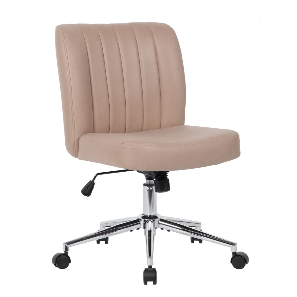 Boss Contemporary Mid-Back Guest Room Desk Chair, Tan Leathaire